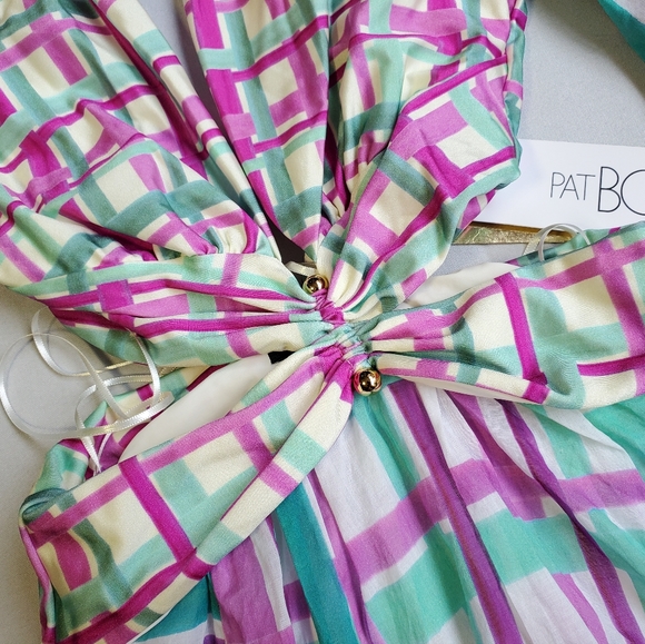 NWT$800 PatBO Seagreen Riviera Plunge Cutout Maxi Bodysuit Dress Open Back S 2-4 - Picture 9 of 16